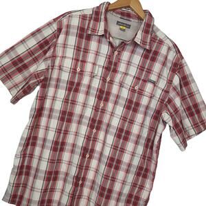 Eddie Bauer Men's Button-Up Shirt Sz Large Short Sleeve Lightweight Red Plaid